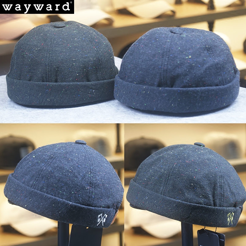 韩国品牌wayward现货秋冬款简约保暖撞色个性复古嘻哈标志瓜皮帽