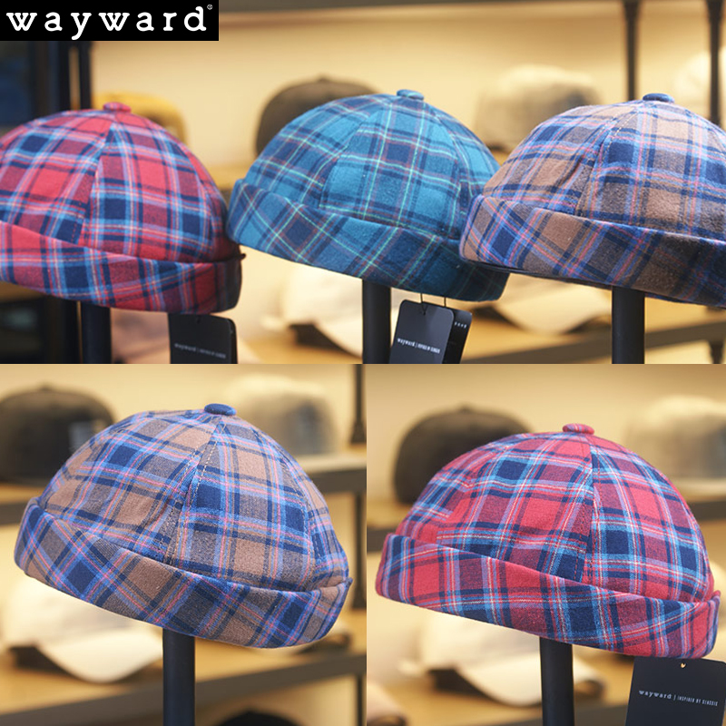 韩国情侣学生条纹撞色瓜皮帽新品