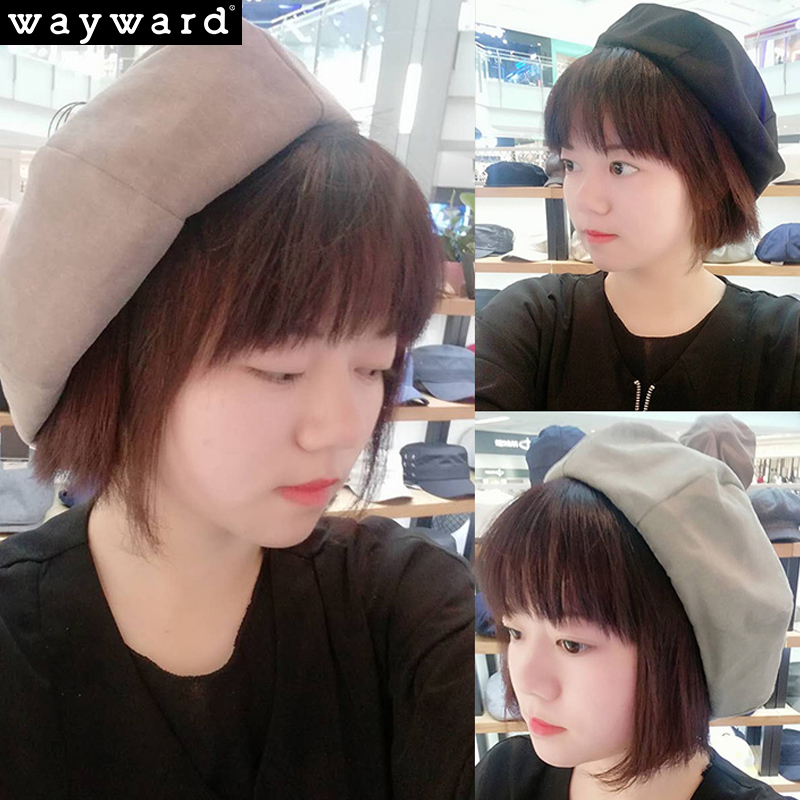 韩国时尚品牌WAYWARD纯色贝雷帽潮流海军帽复古渔夫帽盆帽