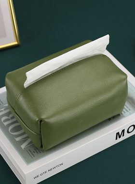 纯色马卡龙纸巾盒皮质餐巾纸收纳袋创意餐厅抽纸汽车载ins皮革软