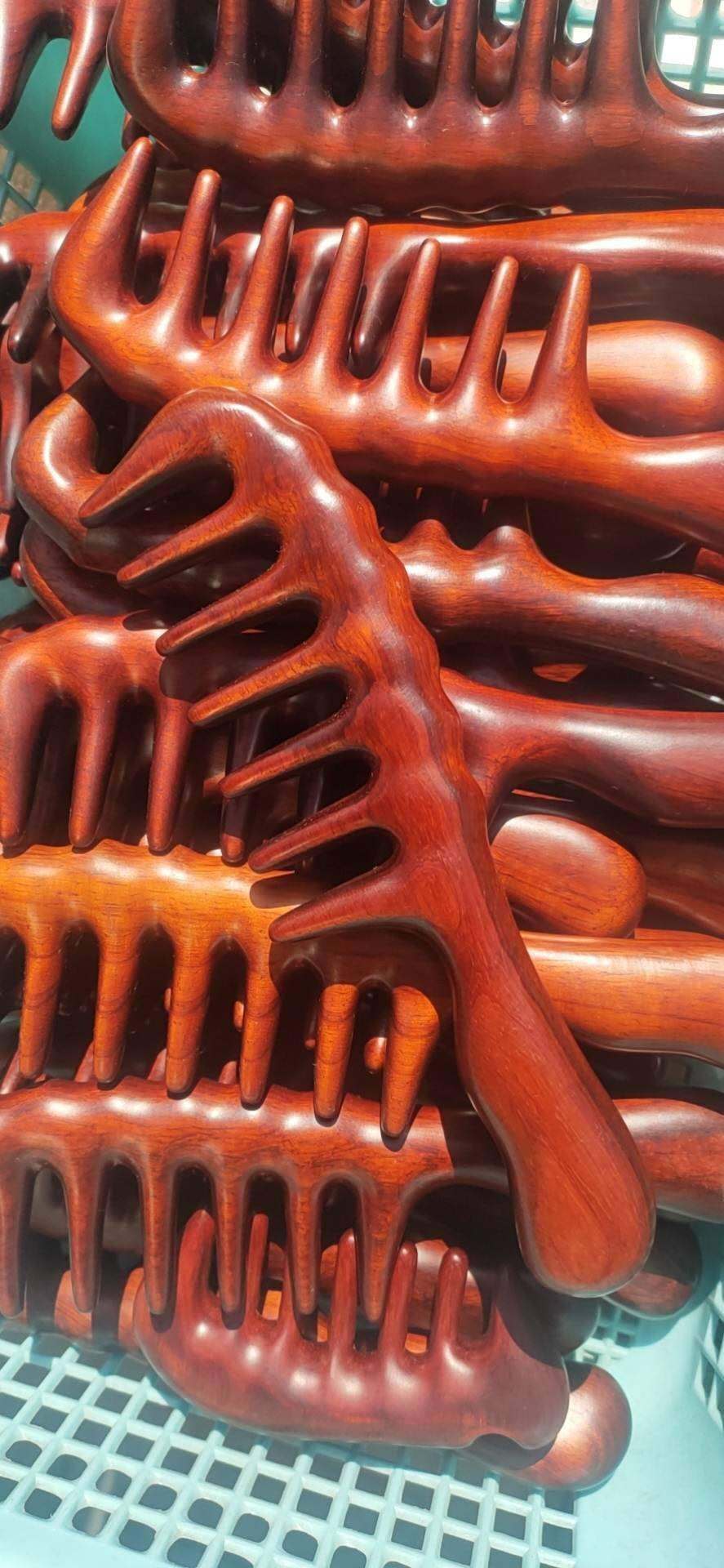 新款上市绿檀木大把经络按梳紫檀木梳头部经络梳子木质