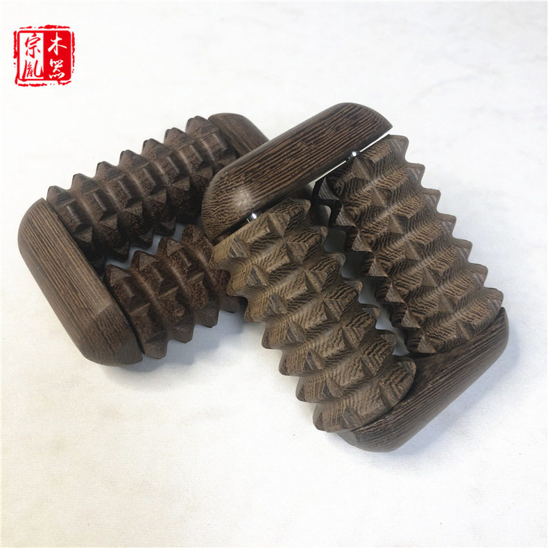 木质滚轮把玩手掌按器鸡翅木放松锻炼手掌按轮手部滚轮木把件