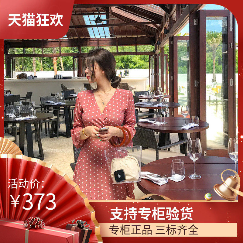 DI DVF2023春夏新款网红款真丝印花连衣裙女气质显瘦度假裙中长款