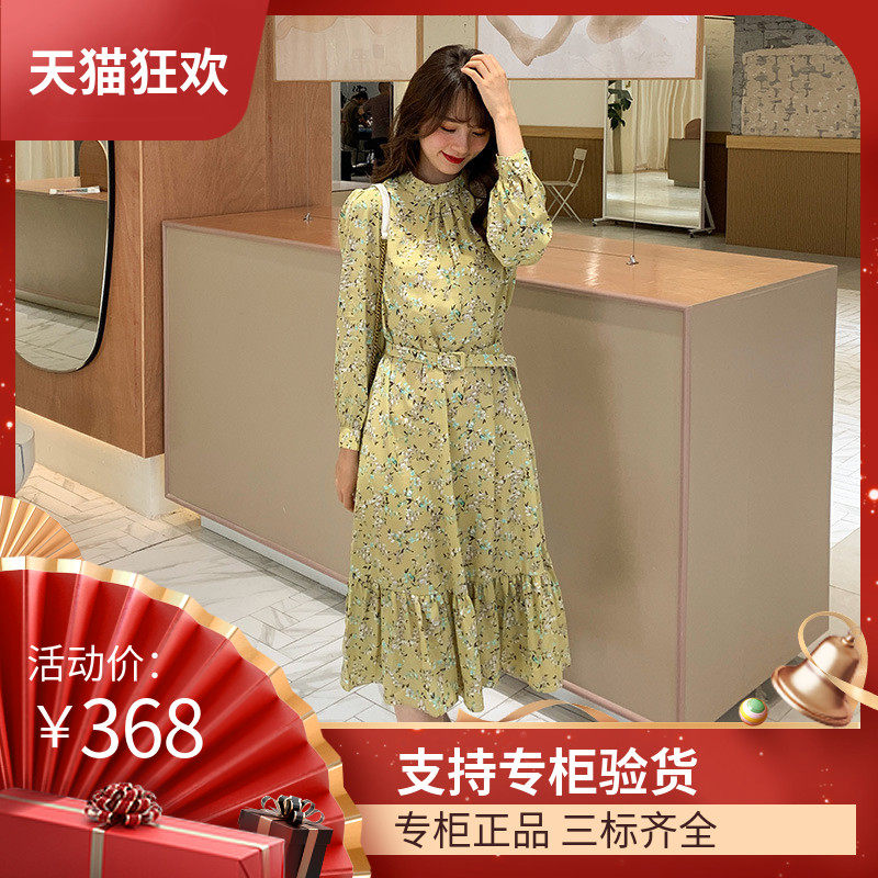 真丝碎花连衣裙新品小心机长裙