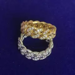 Cuban Link Ring 8mm Cuban Chain Ring 18K Gold-Plated Street Hip-Hop Accessories