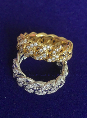 古巴链戒指CubanLinkRing8mm镀金