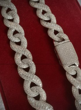 无限满钻镶嵌古巴t方嘻哈项链