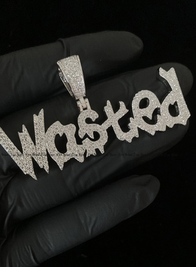 定制吊坠Wasted字母嘻哈街头配饰潮流珠宝Custom jewelry
