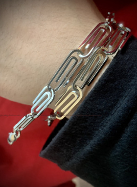 别针拼接款式男女配饰品钛钢材质简约小众设计手链Pin Bracelet