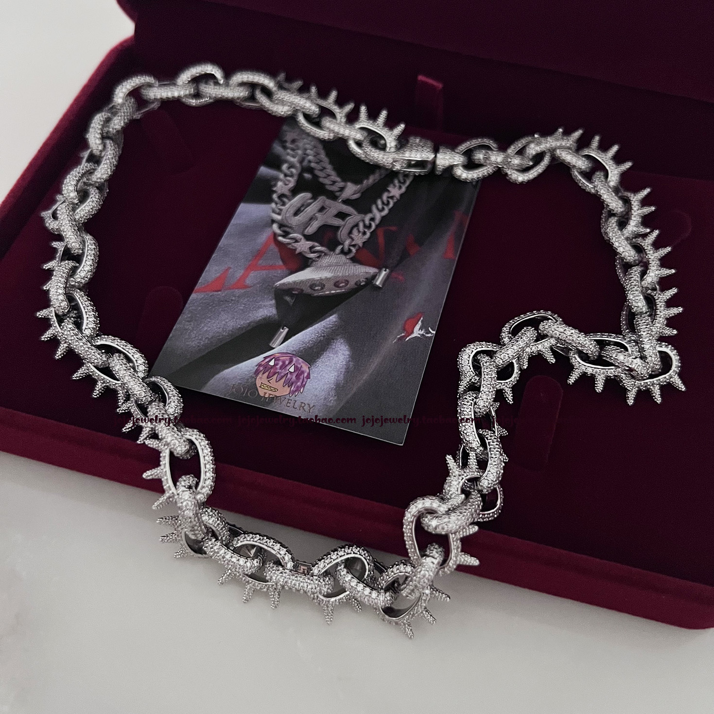 Spiked Chain尖刺蛋形链嘻哈O字链s925纯银镀金项链Playboi Carti