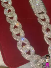 18mm Cuban Chain Unlimited 8-Character Chain Full of Diamonds Inlaid Cuban Necklace t Square Patchwork Accessories European and American Hip-Hop
