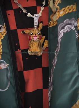 皮卡丘满钻镶嵌吊坠项链