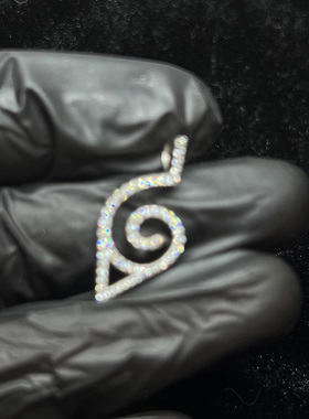 木叶隐村标志小吊坠Konoha Symbol动漫火影忍者项链银镀18k金配饰