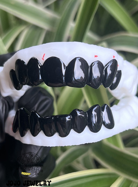 Black Grillz黑色牙套珐琅电镀黑金街头欧美嘻哈Hiphop牙配饰品