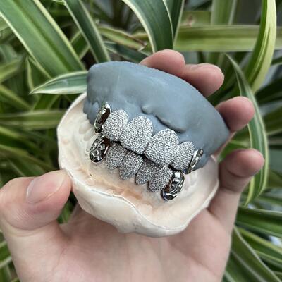 满钻镶嵌雕刻嘻哈白金牙hiphop