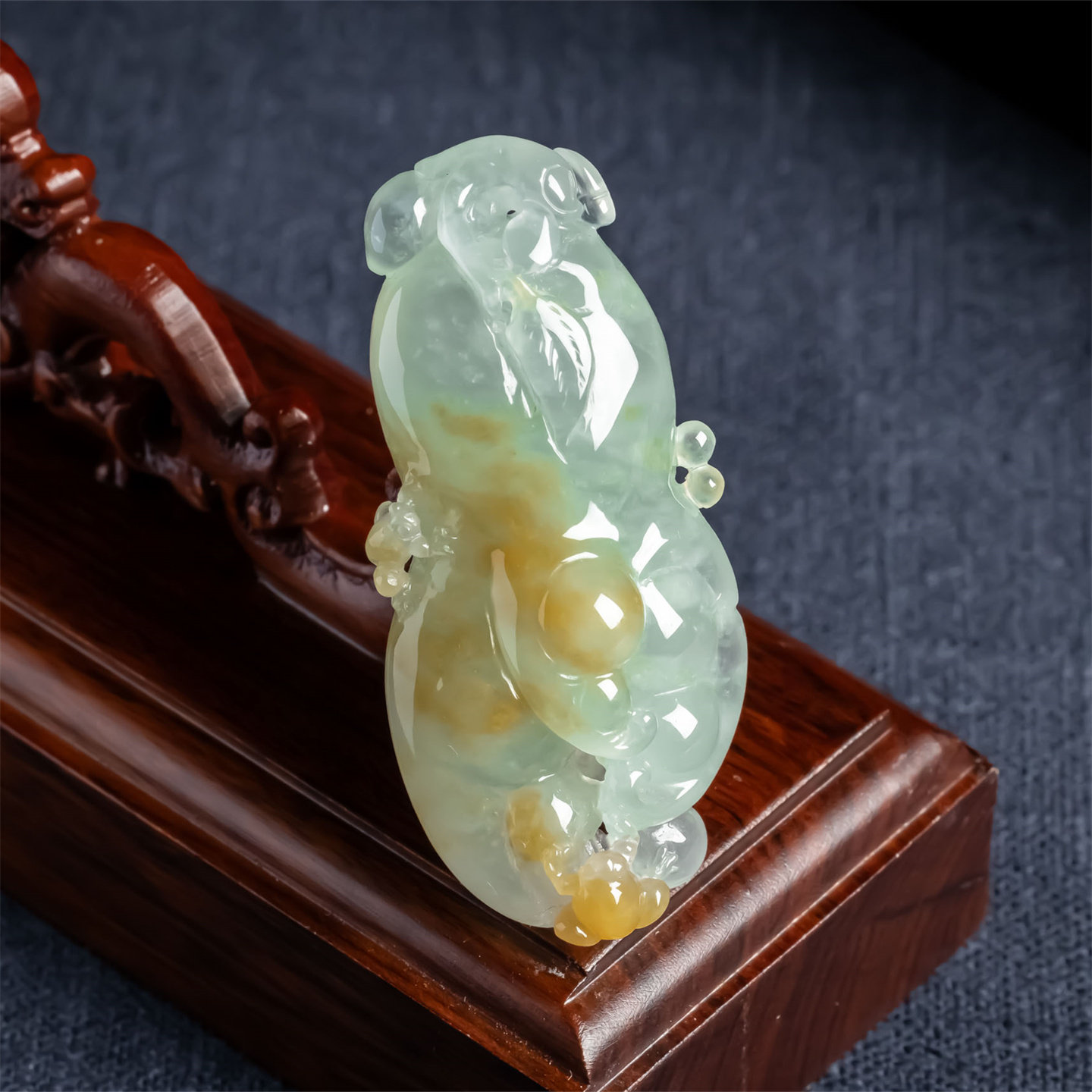 缅甸天然翡翠A货冰黄翡佛手瓜如意吊坠男女款毛衣链大件翡翠挂件