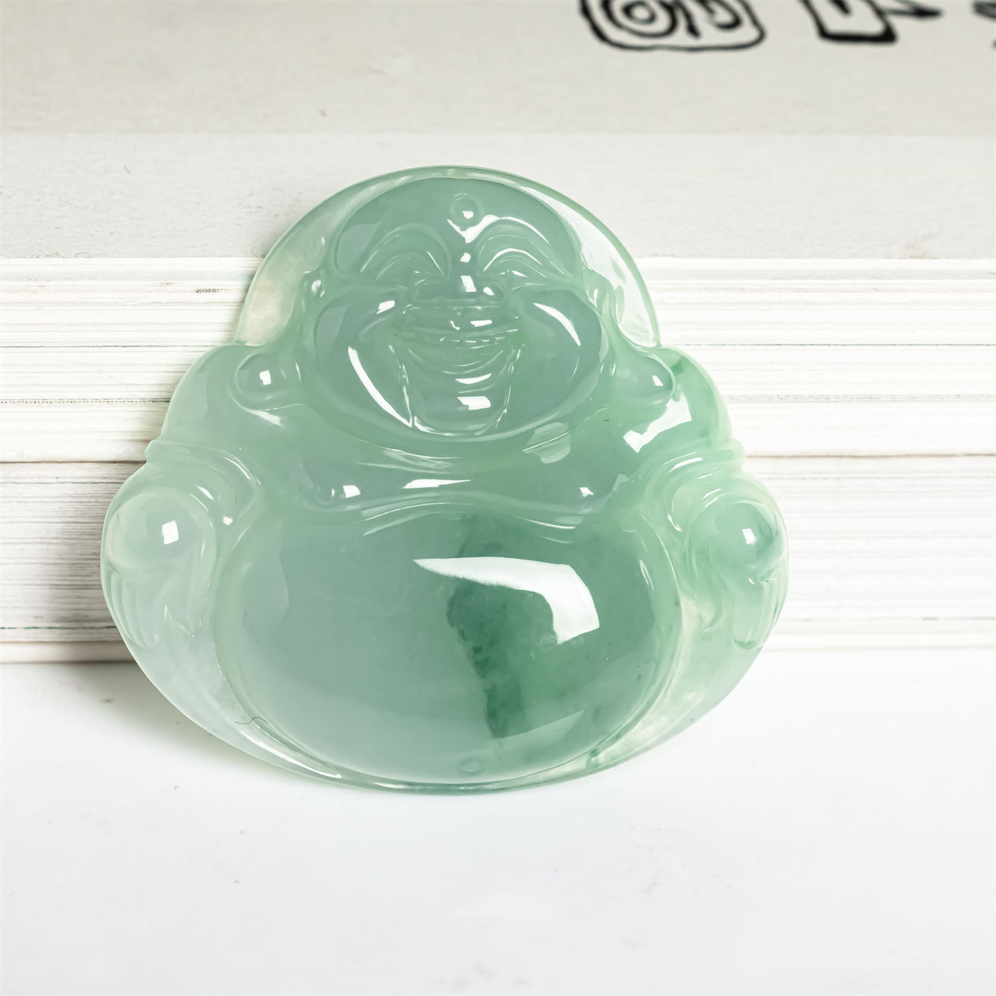 缅甸天然翡翠a货冰糯种飘花弥勒佛吊坠女款冰佛玉佛平安佛公挂件