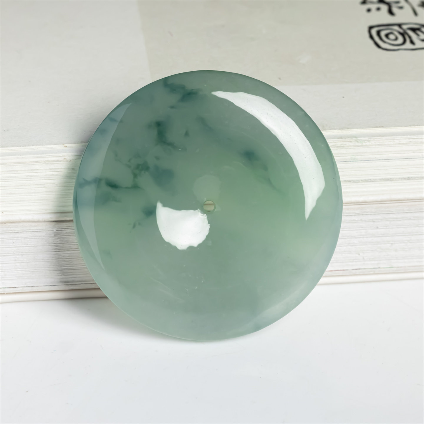 翠贵人18K冰种飘花平安扣吊坠