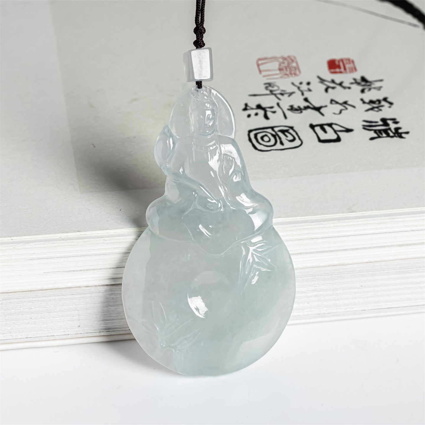 缅甸天然翡翠a货冰种观音平安扣吊坠男款冰透平安如意菩萨挂件