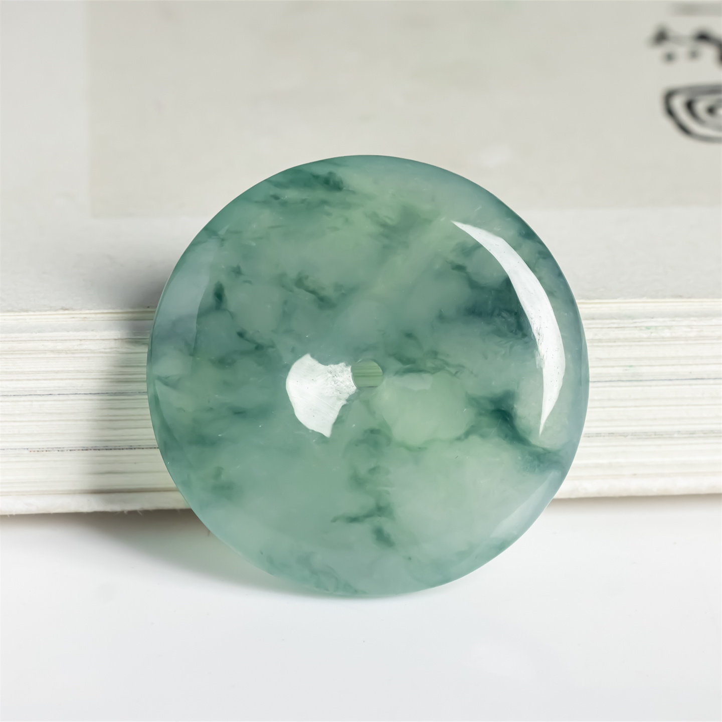 缅甸天然翡翠a货冰糯种飘花平安扣吊坠男女款平安如意圆扣挂件