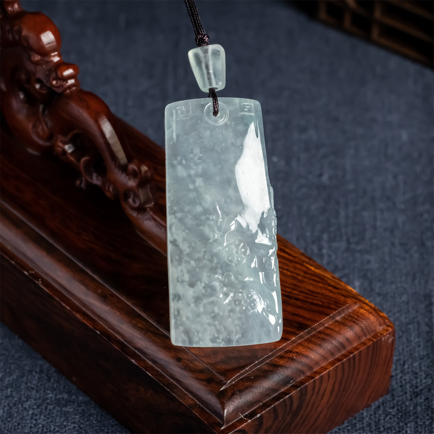 缅甸天然翡翠A货冰种花开富贵无事牌吊坠男女款老坑平安牌玉挂件