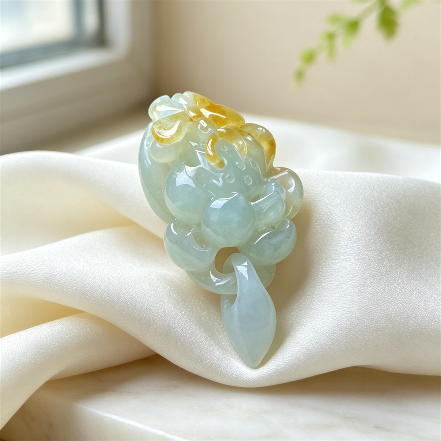 翠贵人冰糯黄翡多子多福莲蓬吊坠