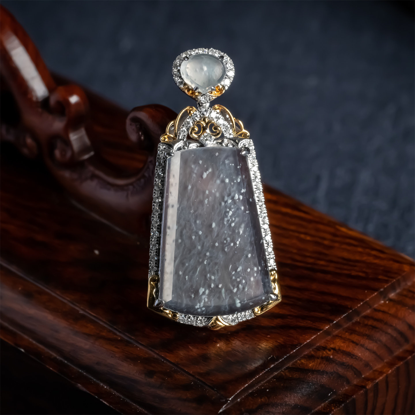 缅甸天然翡翠A货高冰种雪花棉平安无事牌吊坠18K高档冰透平安挂件