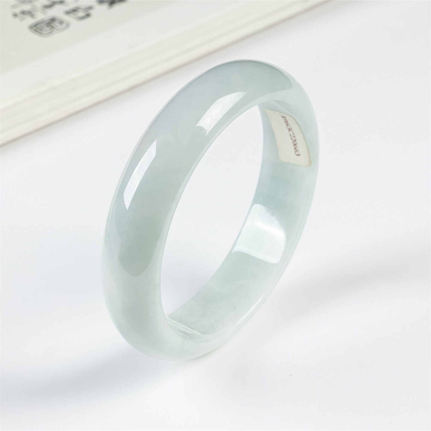 缅甸天然翡翠a货老坑冰糯种56圈口翡翠手镯女款浅绿翡翠圆镯玉镯