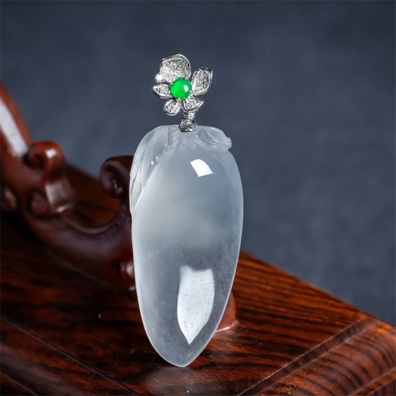 缅甸天然翡翠A货冰种18K老坑冰透福瓜如意吊坠男女款福气安康挂件