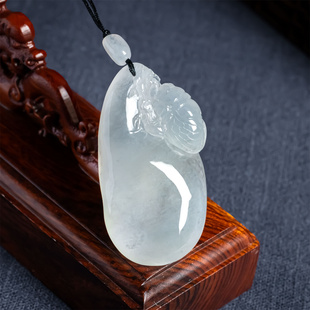 缅甸天然翡翠A货冰种乌鸡种代代有钱福袋吊坠老坑一鸣惊人玉挂件