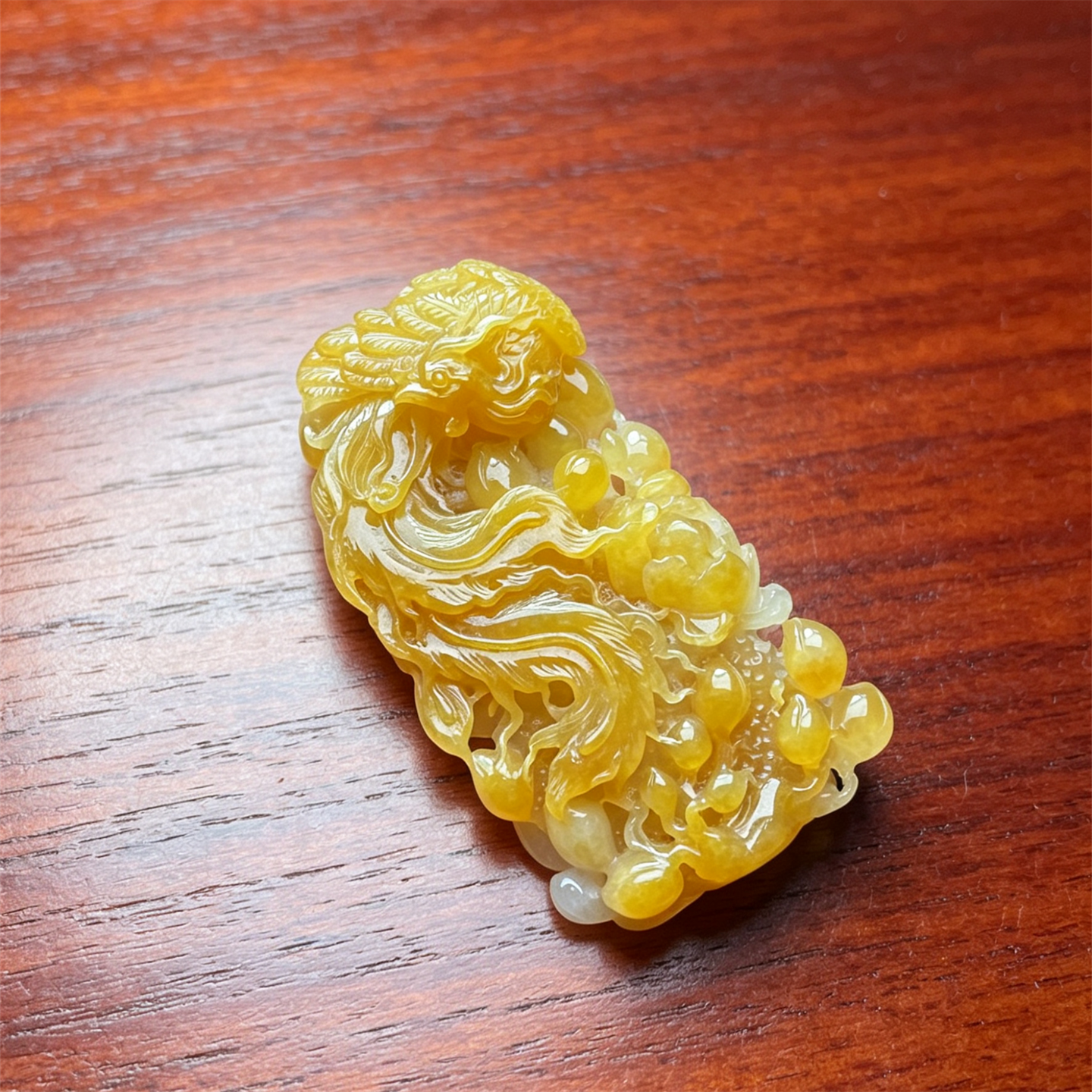 翠贵人冰糯老坑黄翡凤凰如意吊