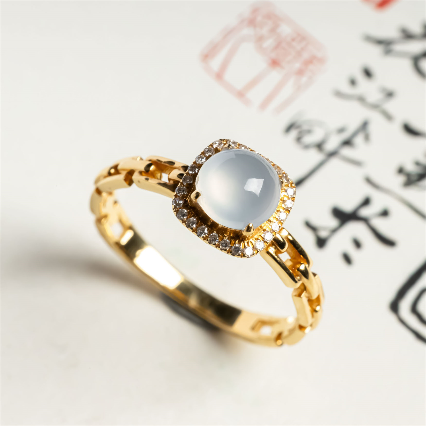 翠贵人18K老坑时尚女款翡翠戒指