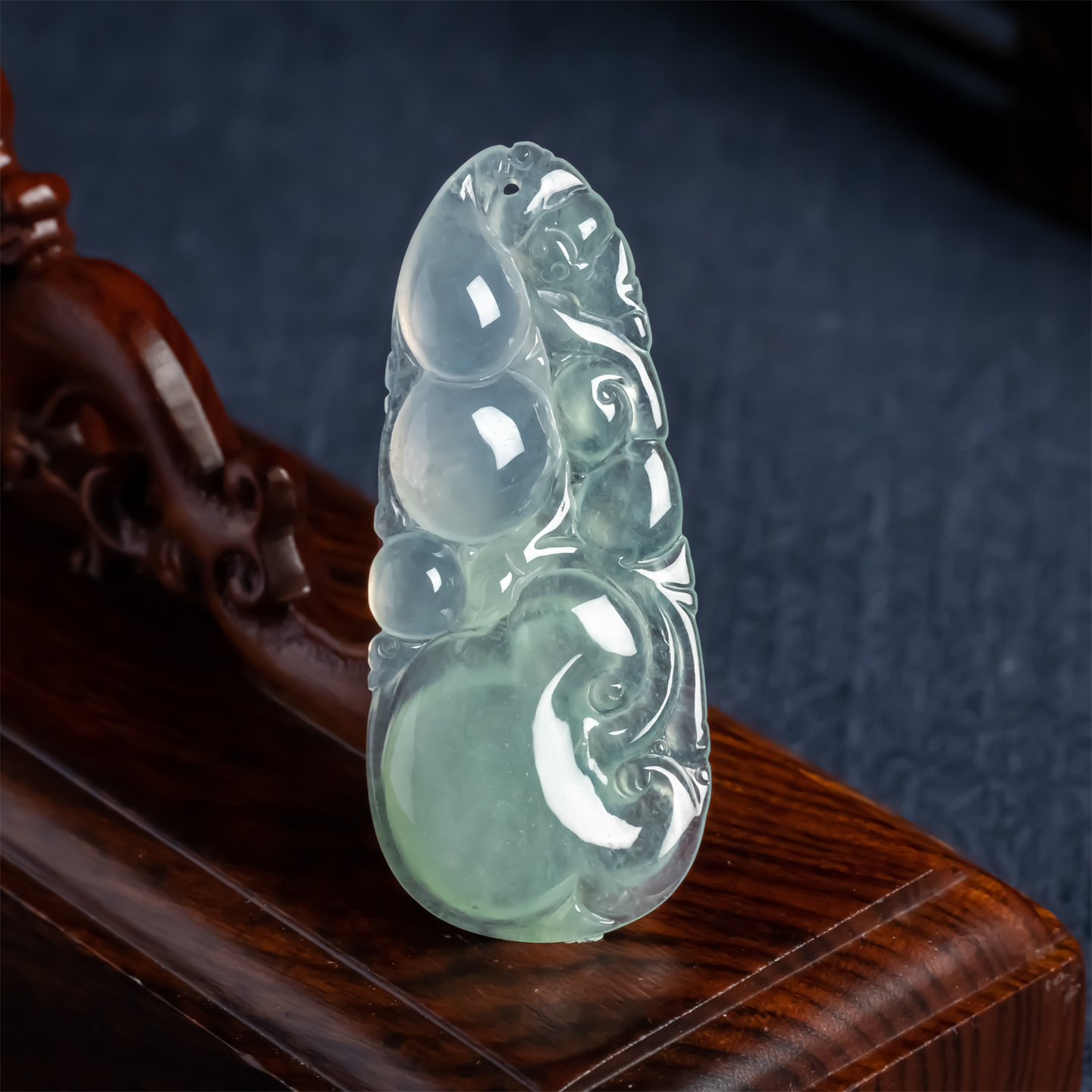 缅甸天然翡翠a货冰种冰绿吉祥如意吊坠葫芦男女款大吉大利挂件