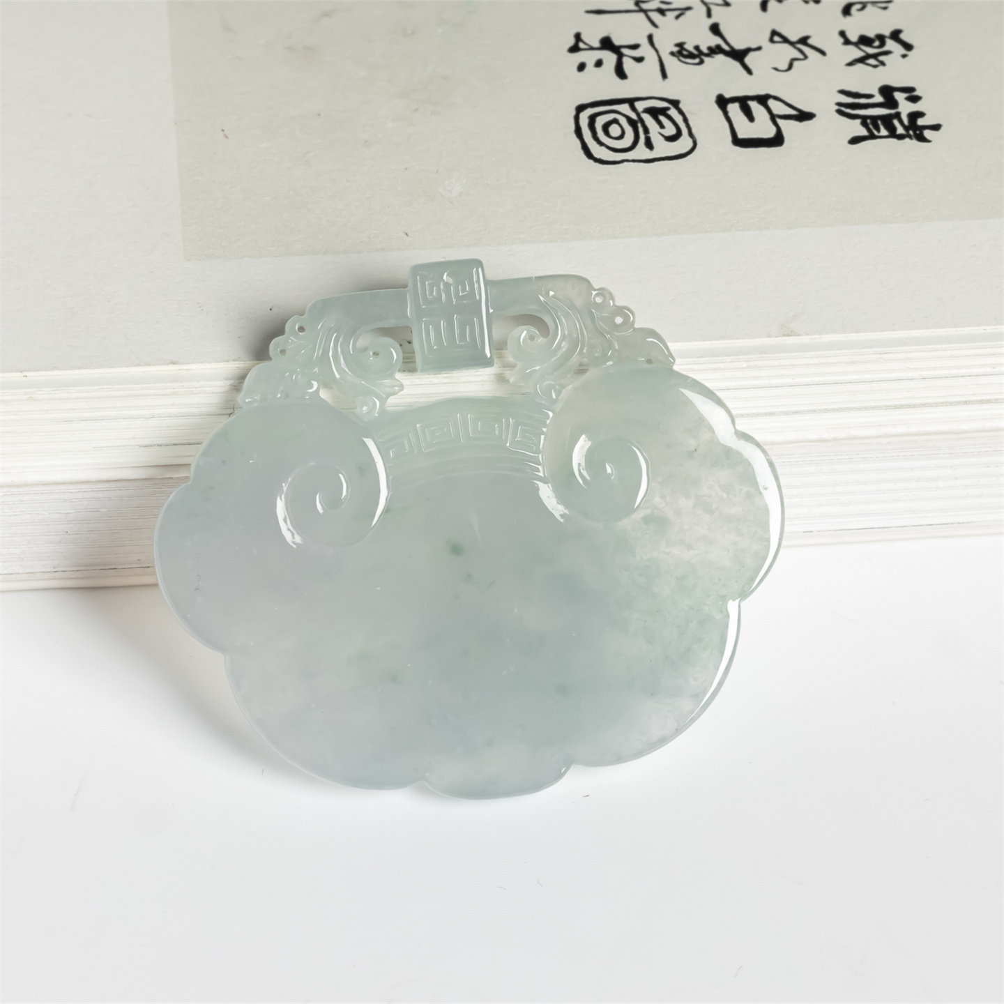 缅甸天然翡翠a货冰种吉祥如意吊坠男女款毛衣链冰透万事大吉挂件