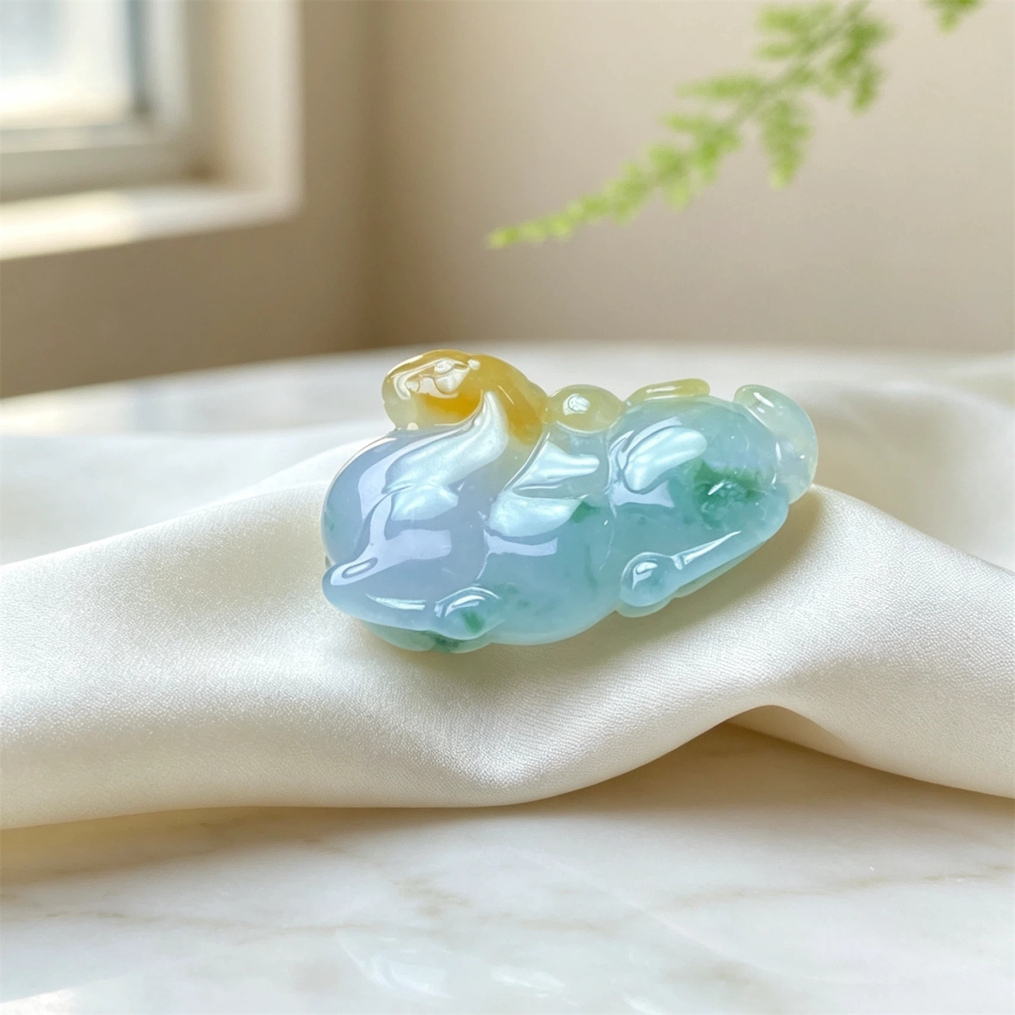 翠贵人冰糯三彩生肖马吊坠福禄寿