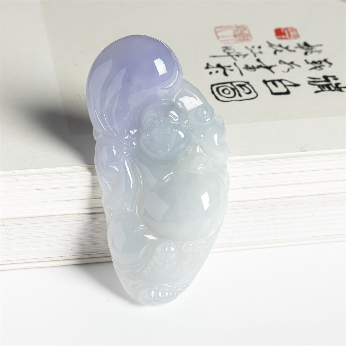 缅甸天然翡翠a货冰糯种紫罗兰布袋佛如意吊坠女款弥勒佛老坑挂件