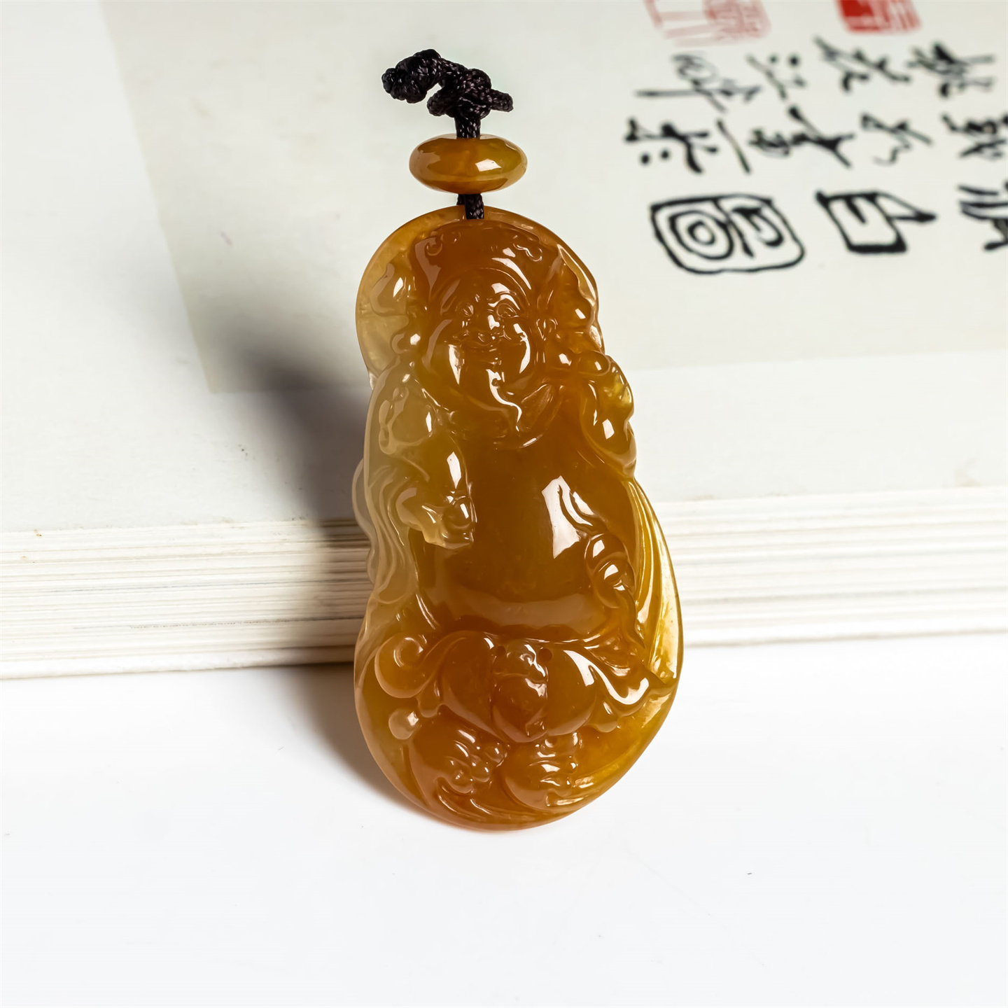 缅甸天然翡翠A货冰糯种红翡财神如意吊坠男女款冰红老坑翡翠挂件