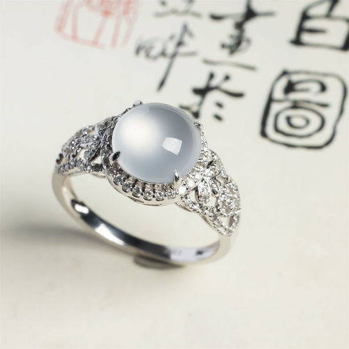 翠贵人18K老坑冰种女款时尚戒指