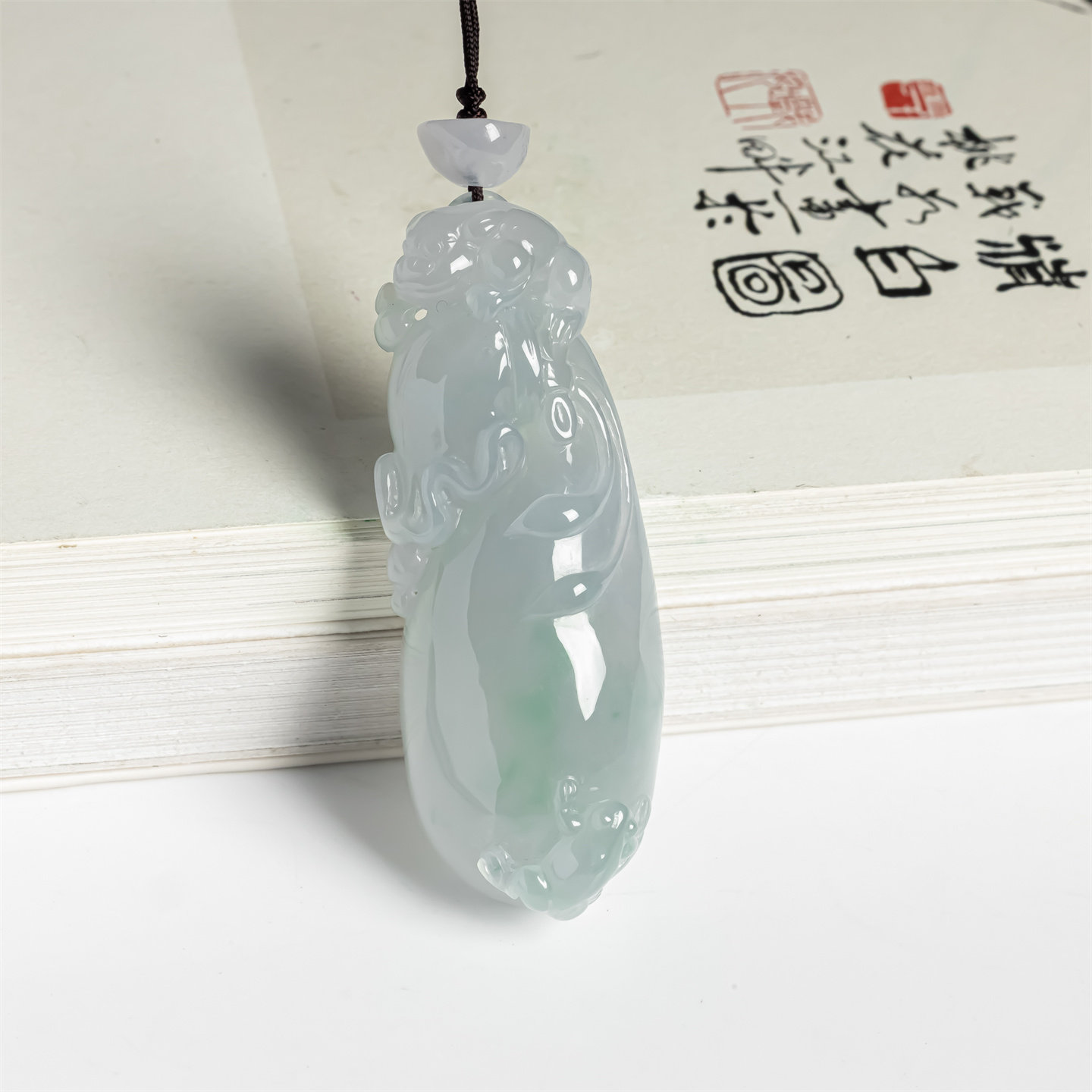 缅甸天然翡翠a货冰种飘绿福袋如意吊坠男女款代代有钱平安冰挂件