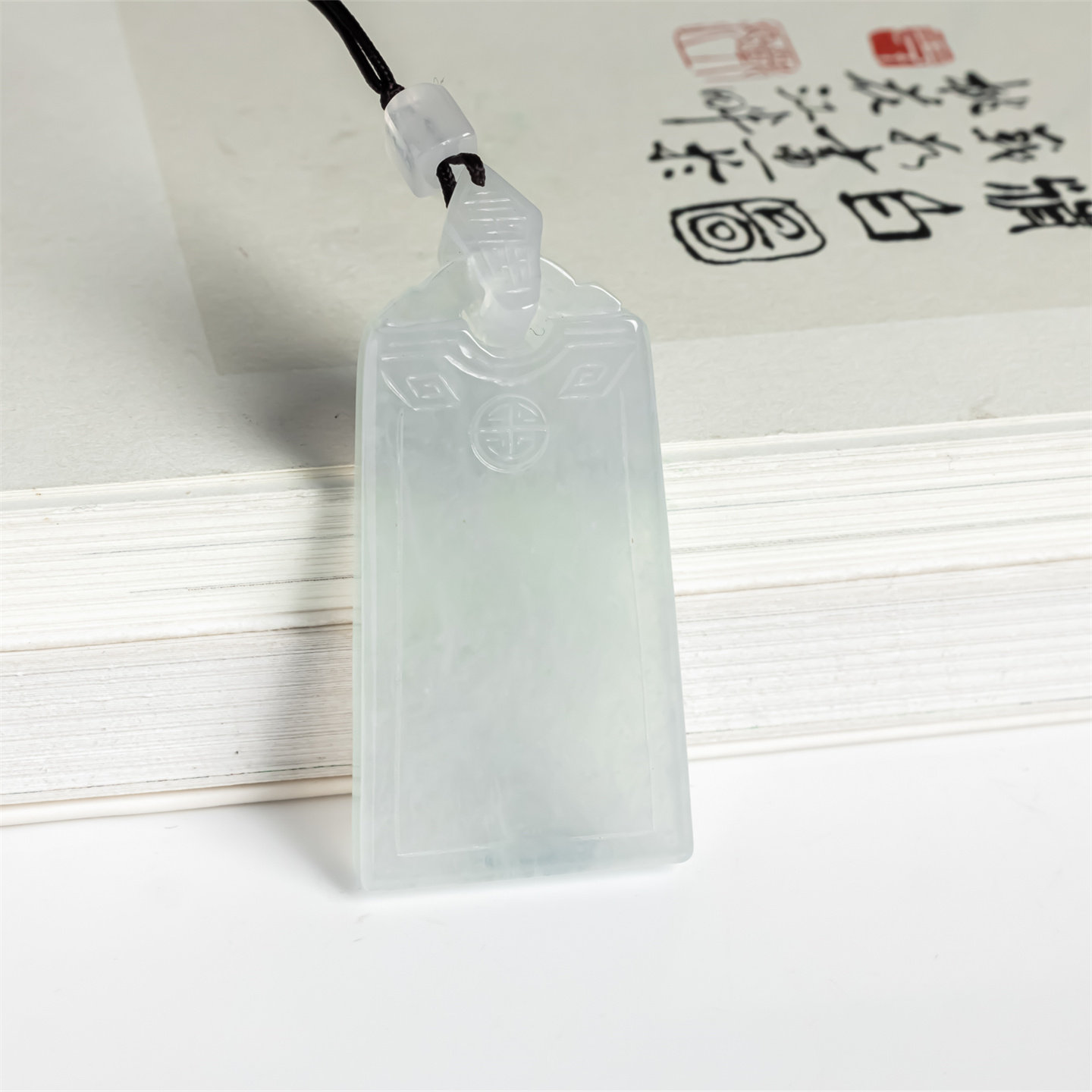 缅甸天然翡翠a货冰种冰透平安无事牌吊坠男女款厚装老坑如意挂件