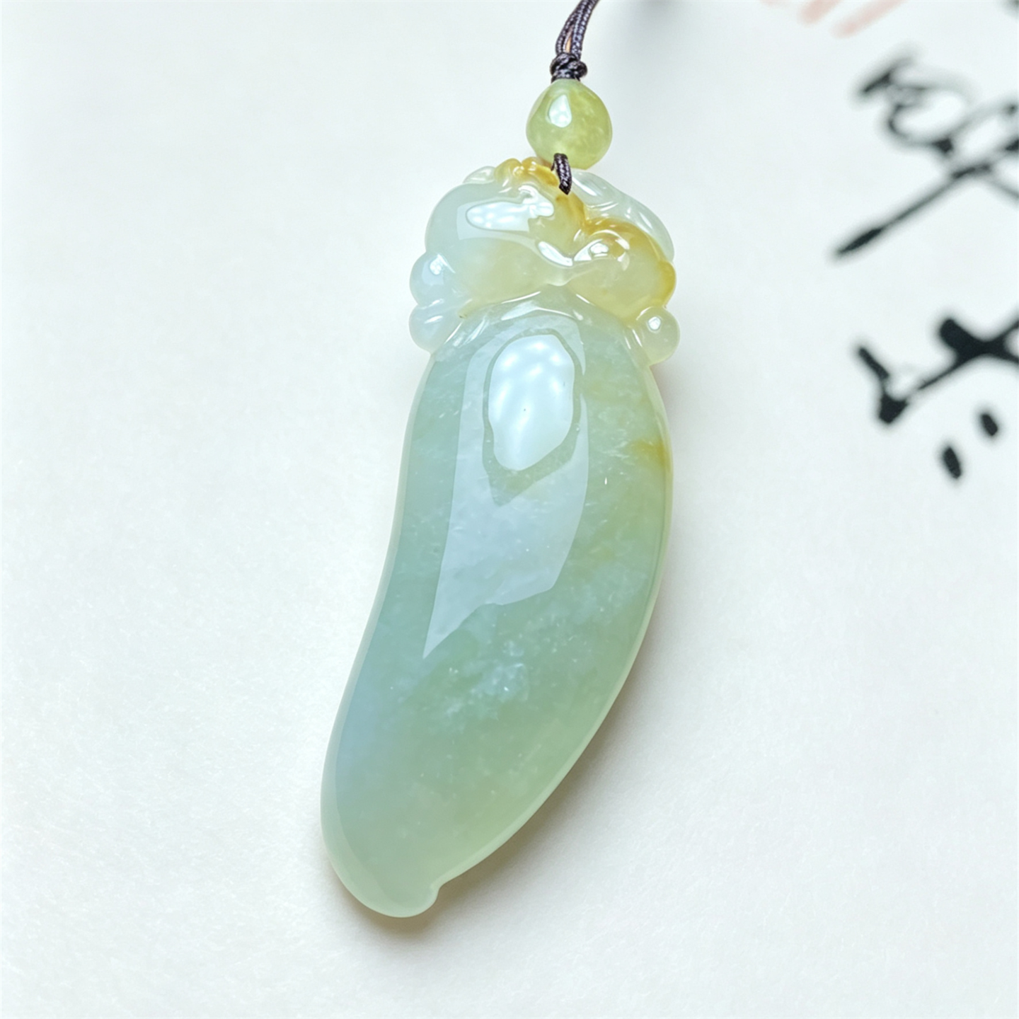 翠贵人老坑冰糯黄福瓜如意吊坠
