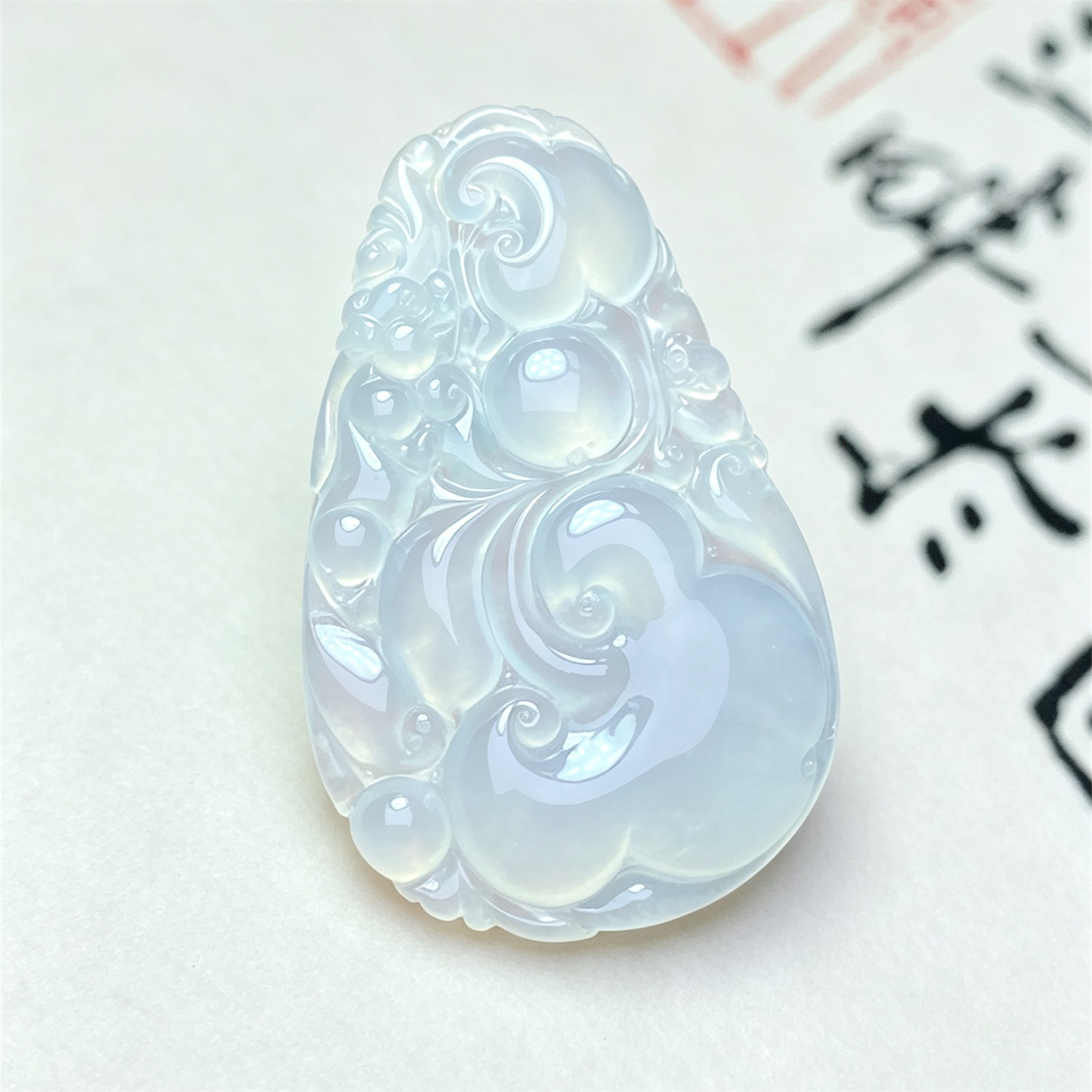 缅甸天然翡翠a货冰种吉祥如意吊坠男女款冰透万事如意老坑玉挂件