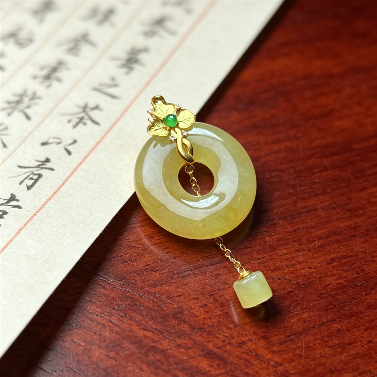 翠贵人18K冰糯老坑黄翡平安扣吊