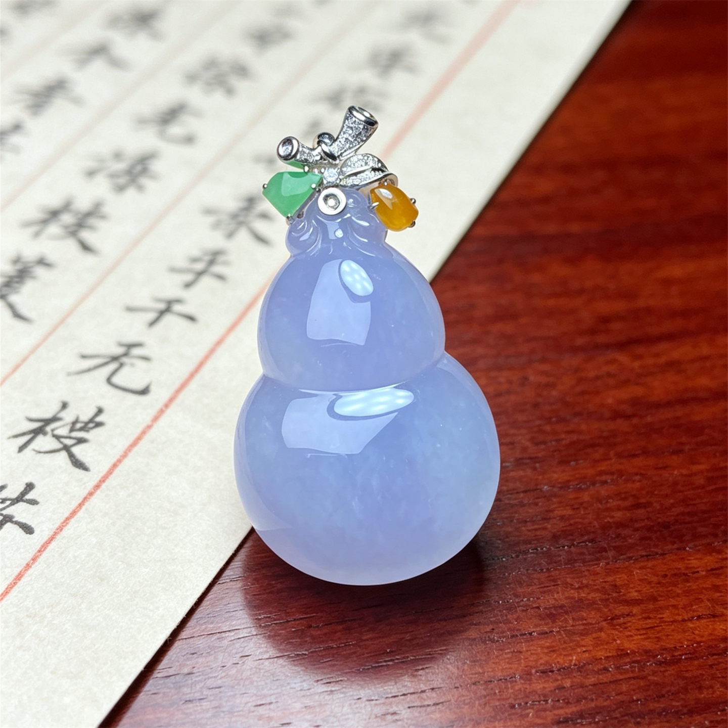 翠贵人冰种18K金紫罗兰葫芦吊坠
