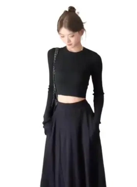 搭配连衣裙整套装早秋季黑色潮长裙一小个子绝美isn赫本风感减龄