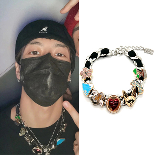 王嘉尔同款正确版联名珍珠爱心可旋转项链男女说唱个性嘻哈风国潮