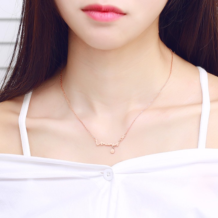 十二星座项链女 18K玫瑰金锁骨链钛钢字母学生日韩版短款简约森系