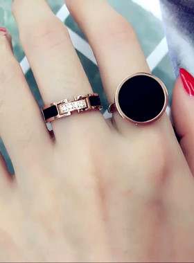 戒指环食指戒男女钛钢国潮镶钻