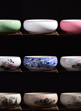 水仙花盆陶瓷大号家用铜钱草专用一叶莲碗莲盆多肉水培睡莲盆缸