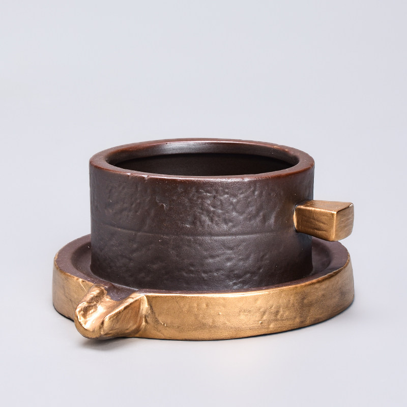 紫砂造景花盆大口径多肉植物拼盘文竹菖蒲盆景盆创意双口陶土盆